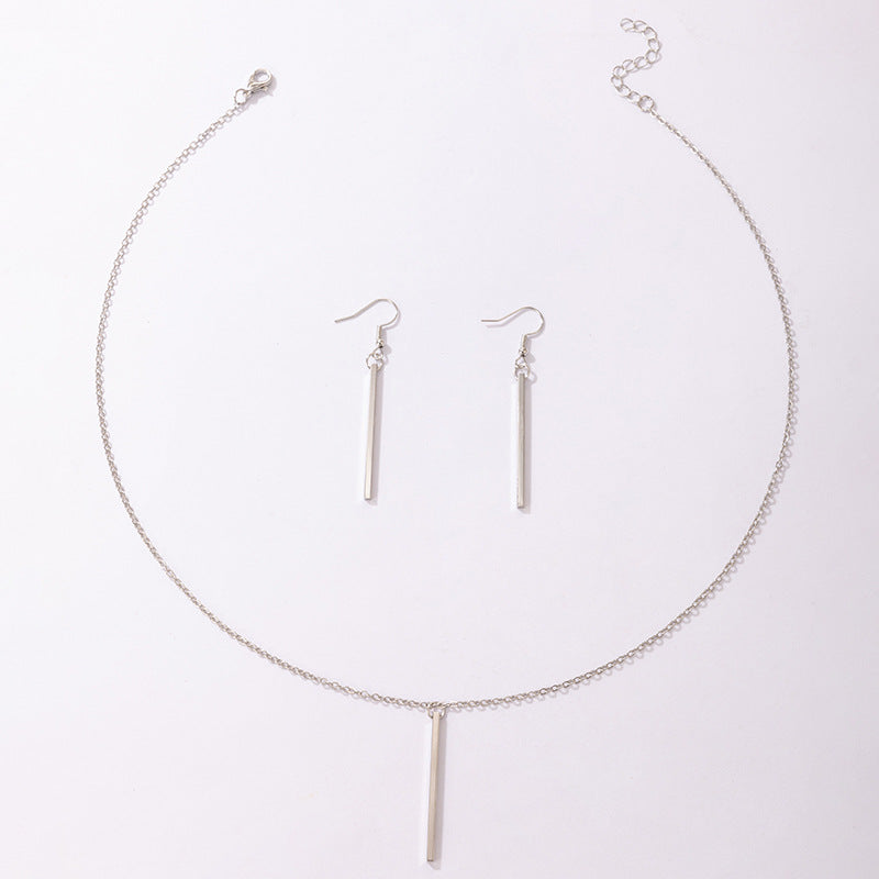 Wholesale Pendant Set  Silver Geometric Earrings Necklace Set