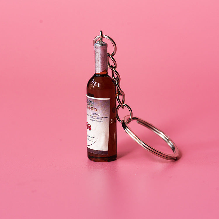 Wholesale Resin Imitation Red Wine Bottle Beverage Bottle Keychain