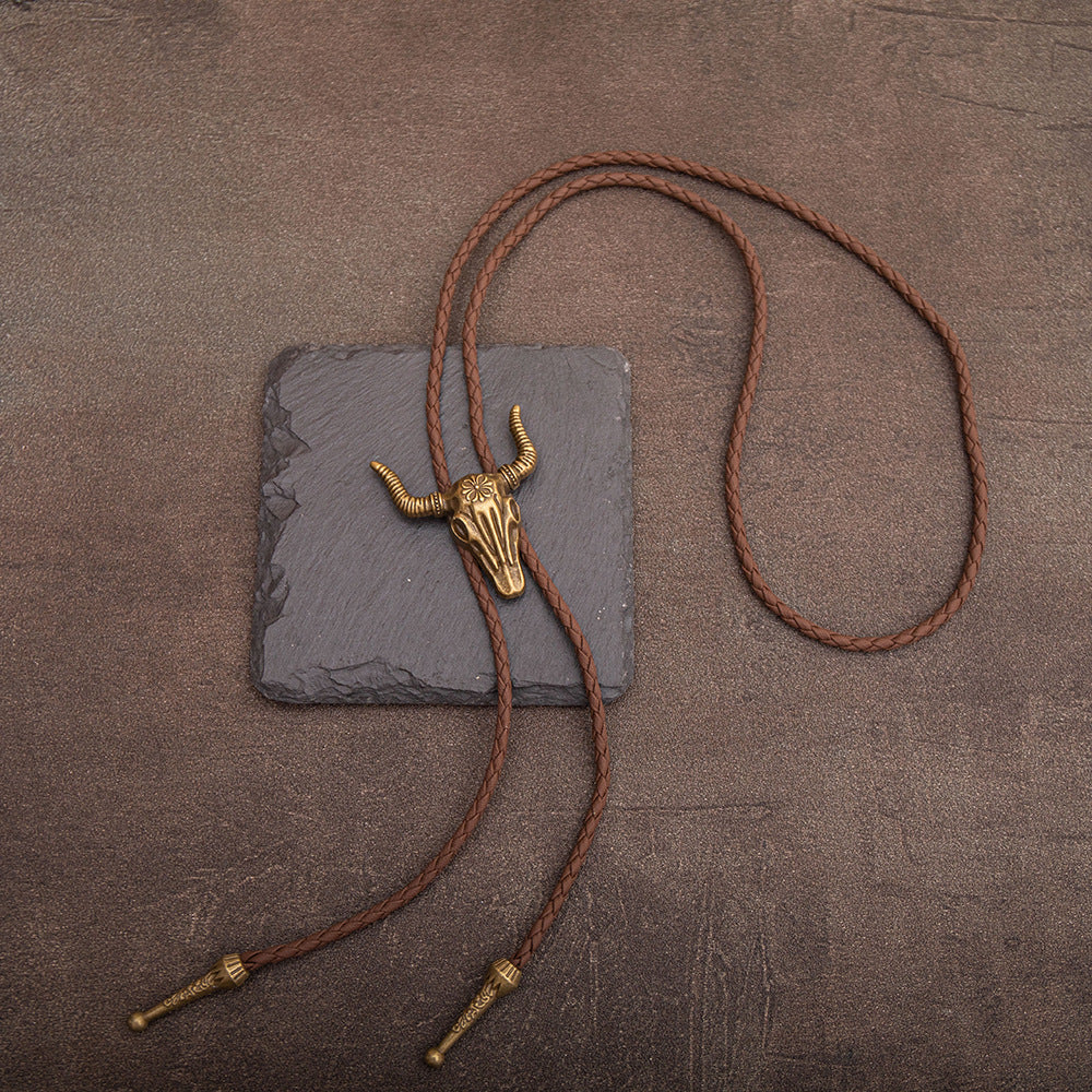 Wholesale Cow Head Alloy Accessories Polo Tie Collar Necklace