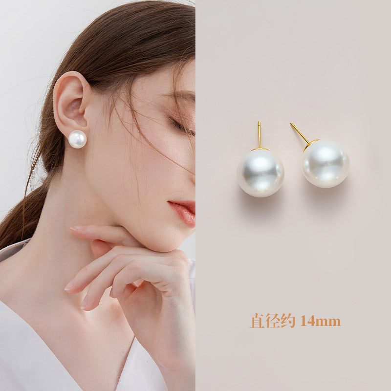 Wholesale 8-14mm milk white pearl round earrings