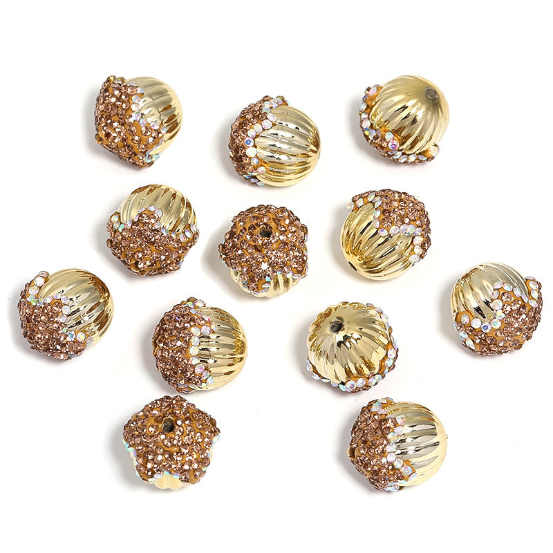 Wholesale 20pcs/pack   Rhinestone Drill Ball Acrylic Pumpkin Bead Pinecone Ball Beads  Crystal Beads