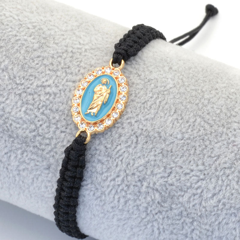 Wholesale Religion Diamond-encrusted Religious Our Lady Woven Bracelet