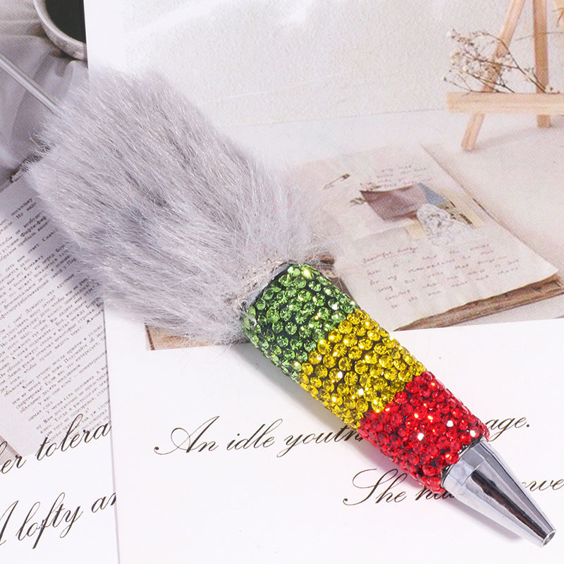 Wholesale 5pcs Multi colored plush rainbow beadable pens