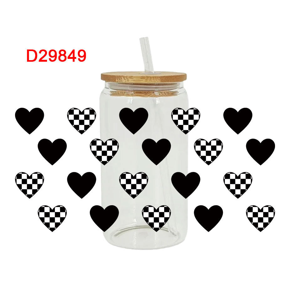 Wholesale Colorful Hearts  16oz Cup UV DTF Wraps