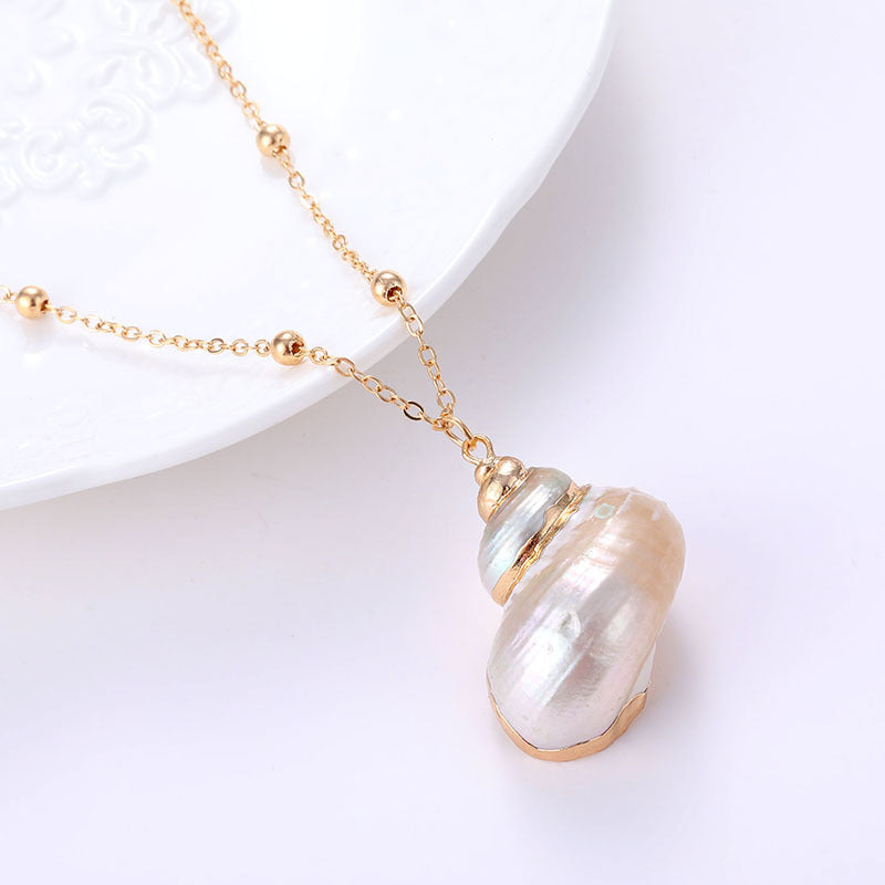 Wholesale Seashell Gold Plated Pendant Alloy Necklaces