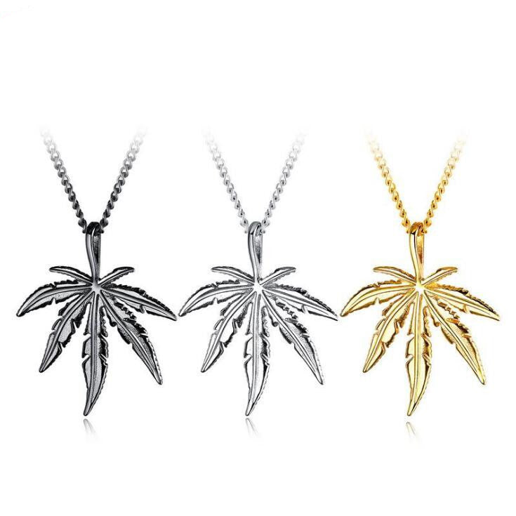 Wholesale Retro Hip Hop Maple Leaf Men's Necklace