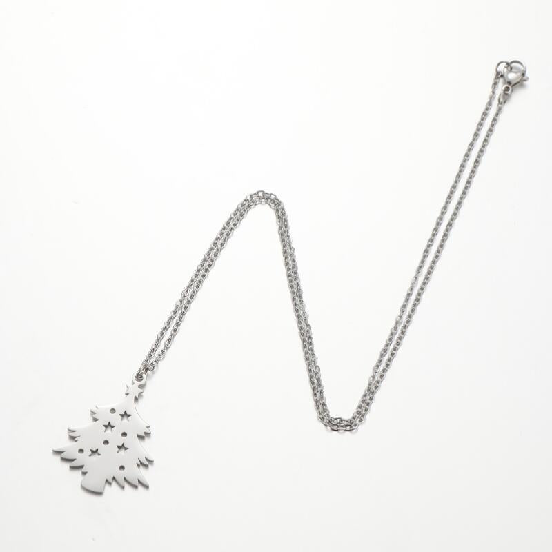 Wholesale Christmas Necklace Hollow Star Geometric Clavicle  Stainless steel Chain