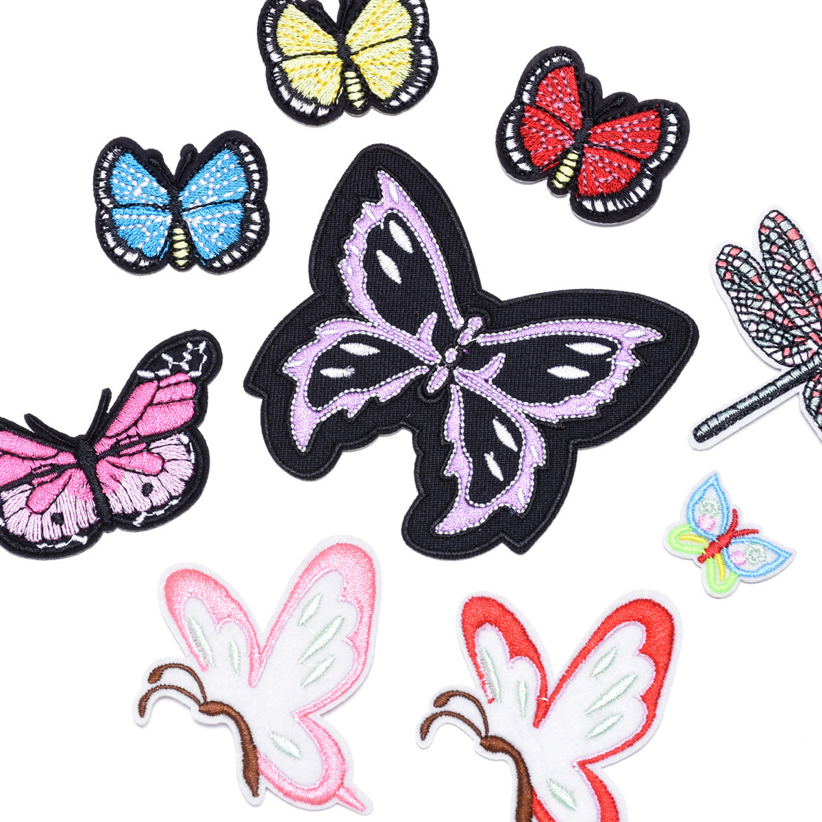 Wholesale Butterfly Dragonfly Embroidered Iron On Cloth Patches 9 Pack Adhesive Backing For Clothing DIY Craft Supply Boutique Resale