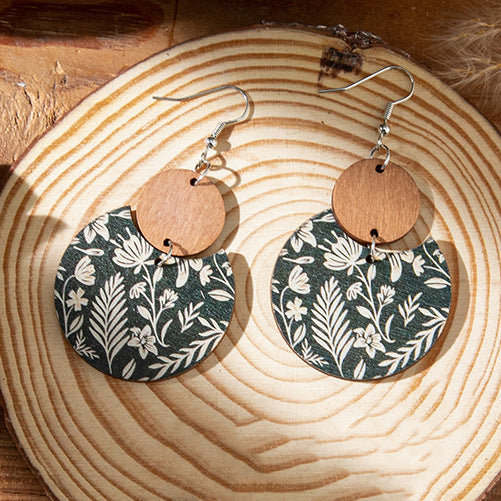 Wholesale Boho Lightweight Wooden Round Earrings