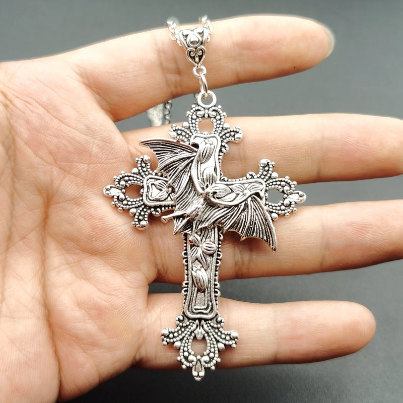 Wholesale Gothic cross butterfly skull pentagram necklace