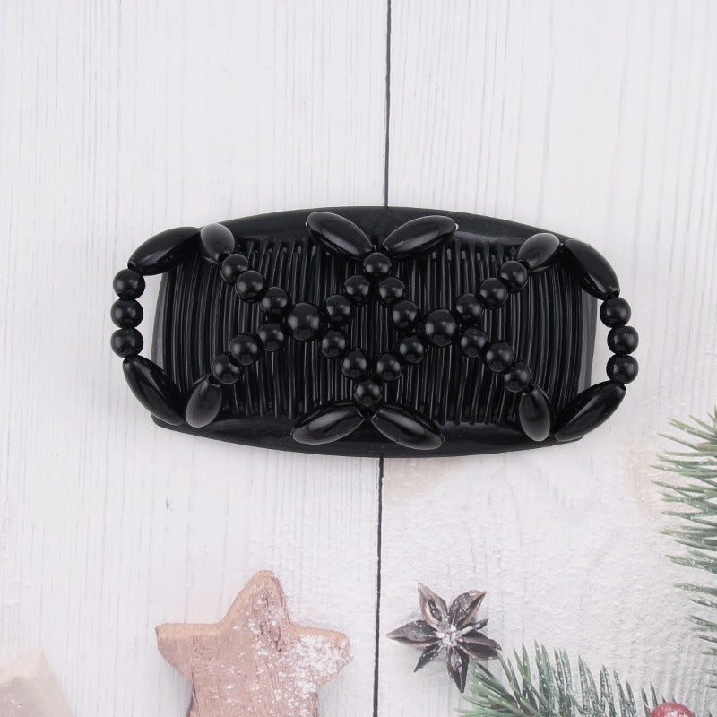 Wholesale Plastic Beaded Double Row Hair Comb