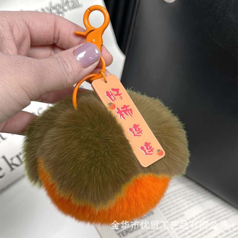 Wholesale Plush persimmon pendant keychain pendant persimmon wishful car pendant