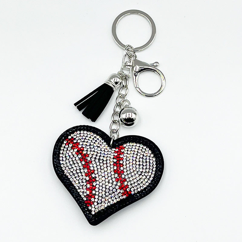 Wholesale Rhinestone Heart Keychain Tassel Pendant in Sports Style