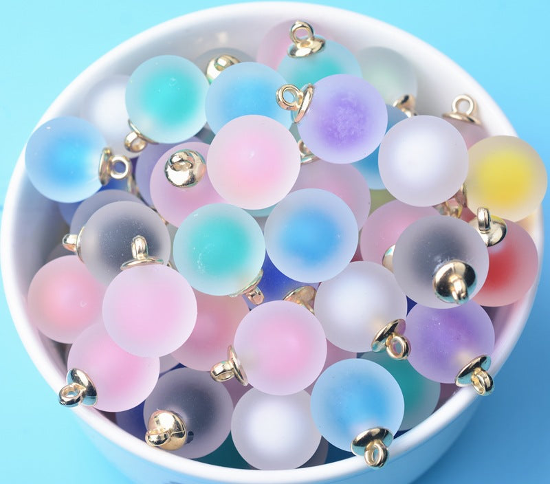 Wholesale 20pcs Alloy Glass Acrylic Small Ball Pendant DIY Handmade Jewelry Bulk Accessories Earring Accessories Key Case Pendant