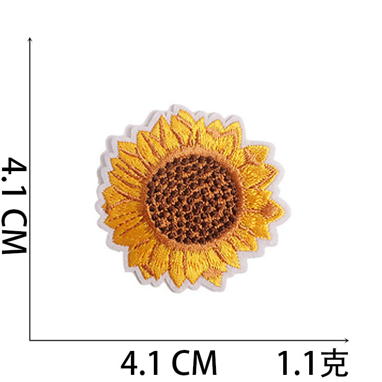 Wholesale Chic Iron On Sunflower Butterfly Embroidery Patches For Clothing DIY Decorative Accent Resale