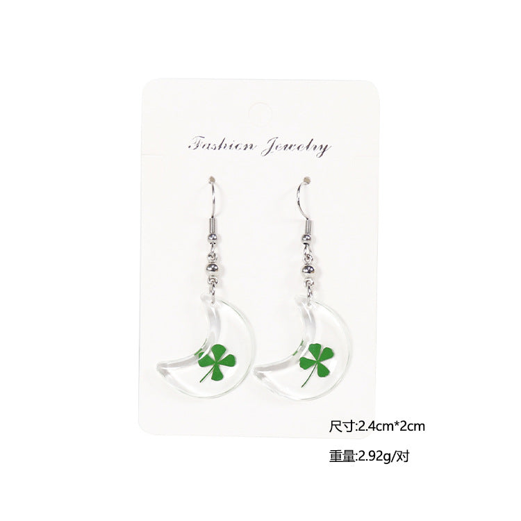 Wholesale 10pcs Four-leaf Clover Natural Specimen Earrings