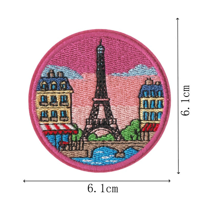 Wholesale World Landmark Embroidered Patches Set Of 9 Iron On DIY Decorative Gift For et
