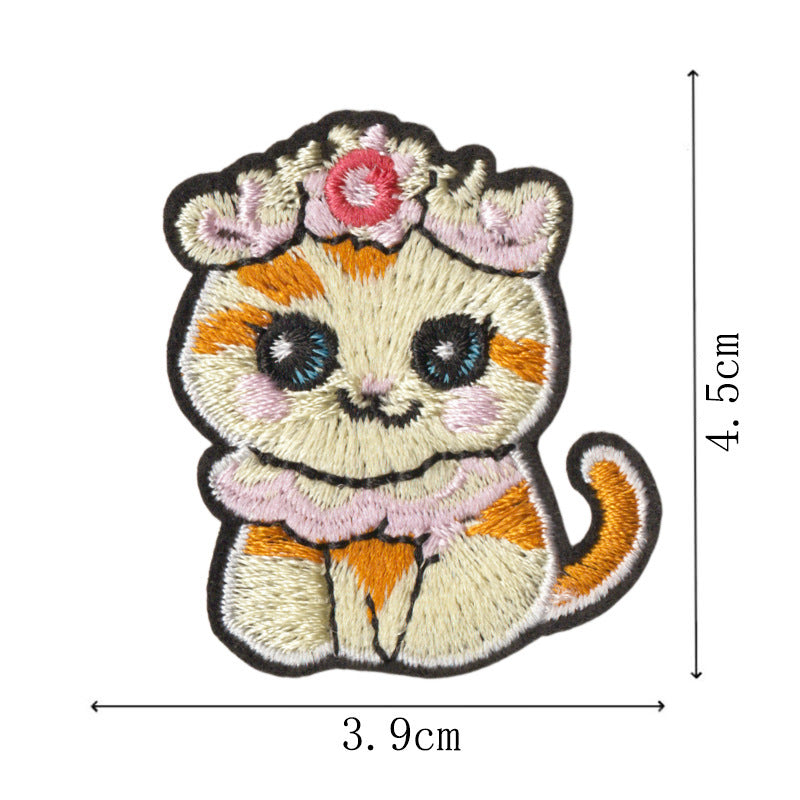 Wholesale Cartoon Kitten Embroidered Iron On Patches 9Pcs Decorative Fashion Accessory For Clothing Towel DIY Gift Boutique Resale