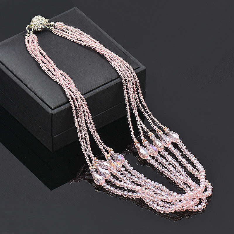 Wholesale Rhinestone Magnetic Clasp Teardrop-shaped Crystal Bracelet Necklace