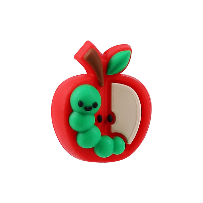 Wholesale 20pcs  Cartoon Apple 3D Silicone Beads Food Grade Molar Loose Beads diy Baby Teeth Anti-drop Chain Beads