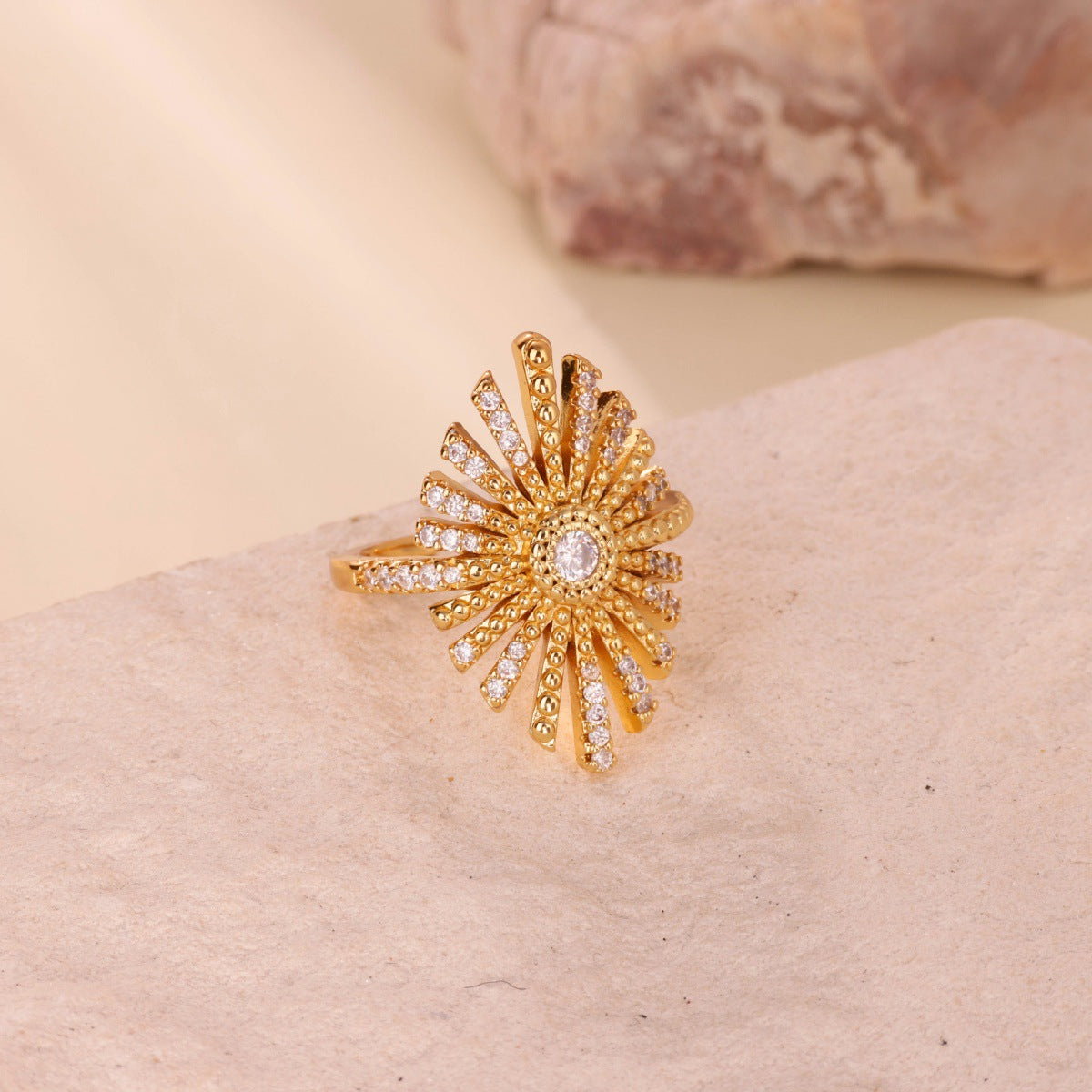 Wholesale gold-plated open ring double-layer ring luxury index finger ring