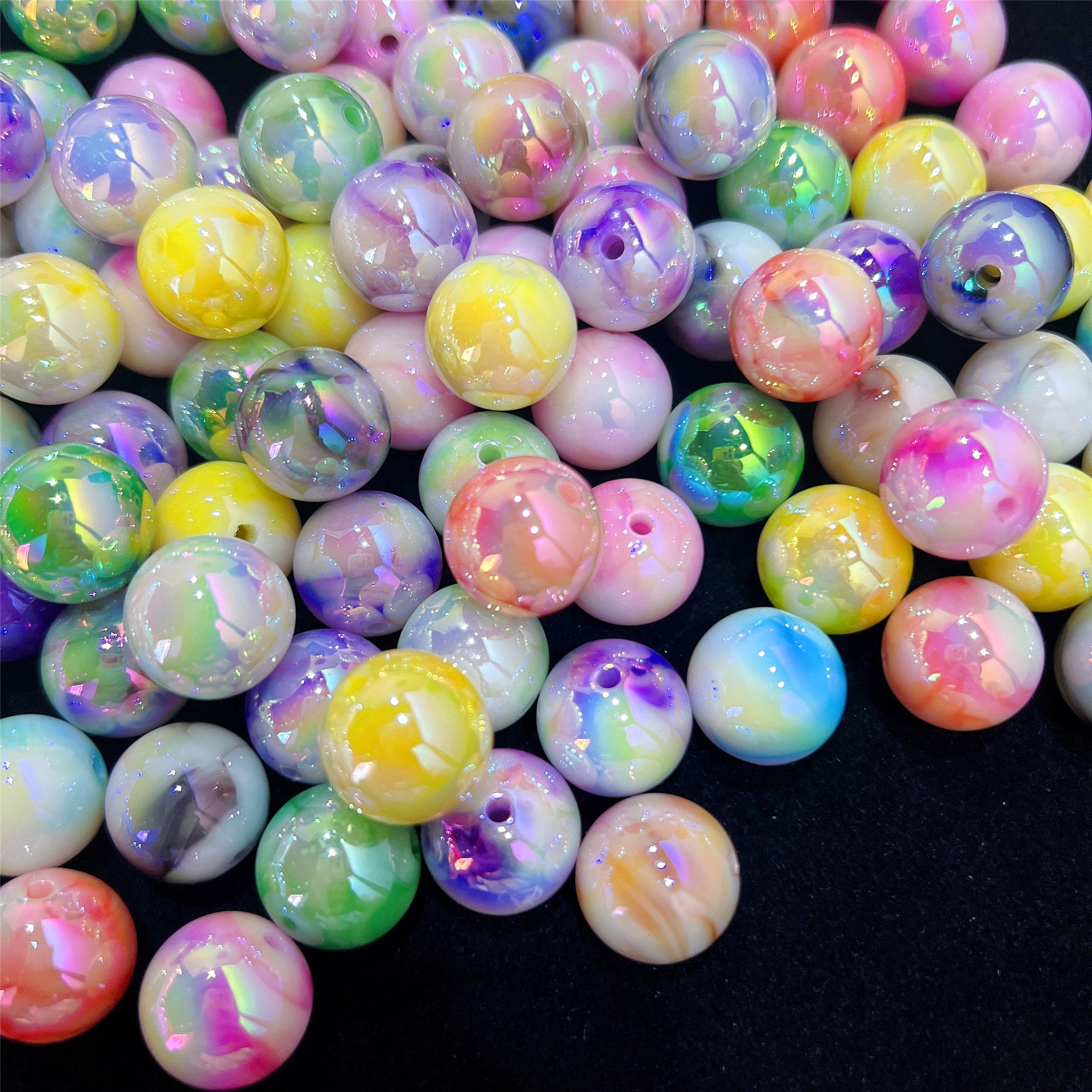 Wholesale 5pcs/pack 16mm Acrylic UV Plating Color Beads Solid Color Imitation Pearl Round Beads