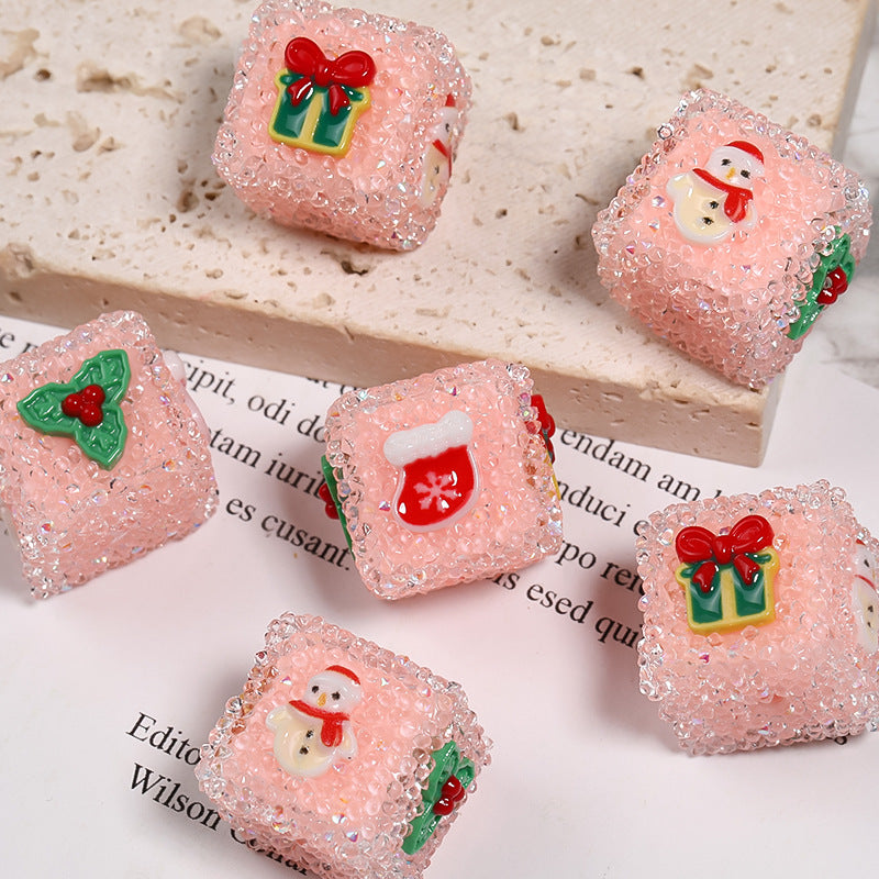 Wholesale 20PCS Christmas diy accessories rhinestone sugar beads square beads