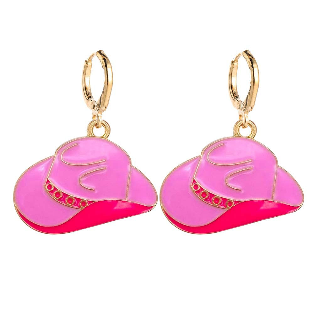 Wholesale Vintage Bull Head Pink Hat Cowboy Boots Earrings