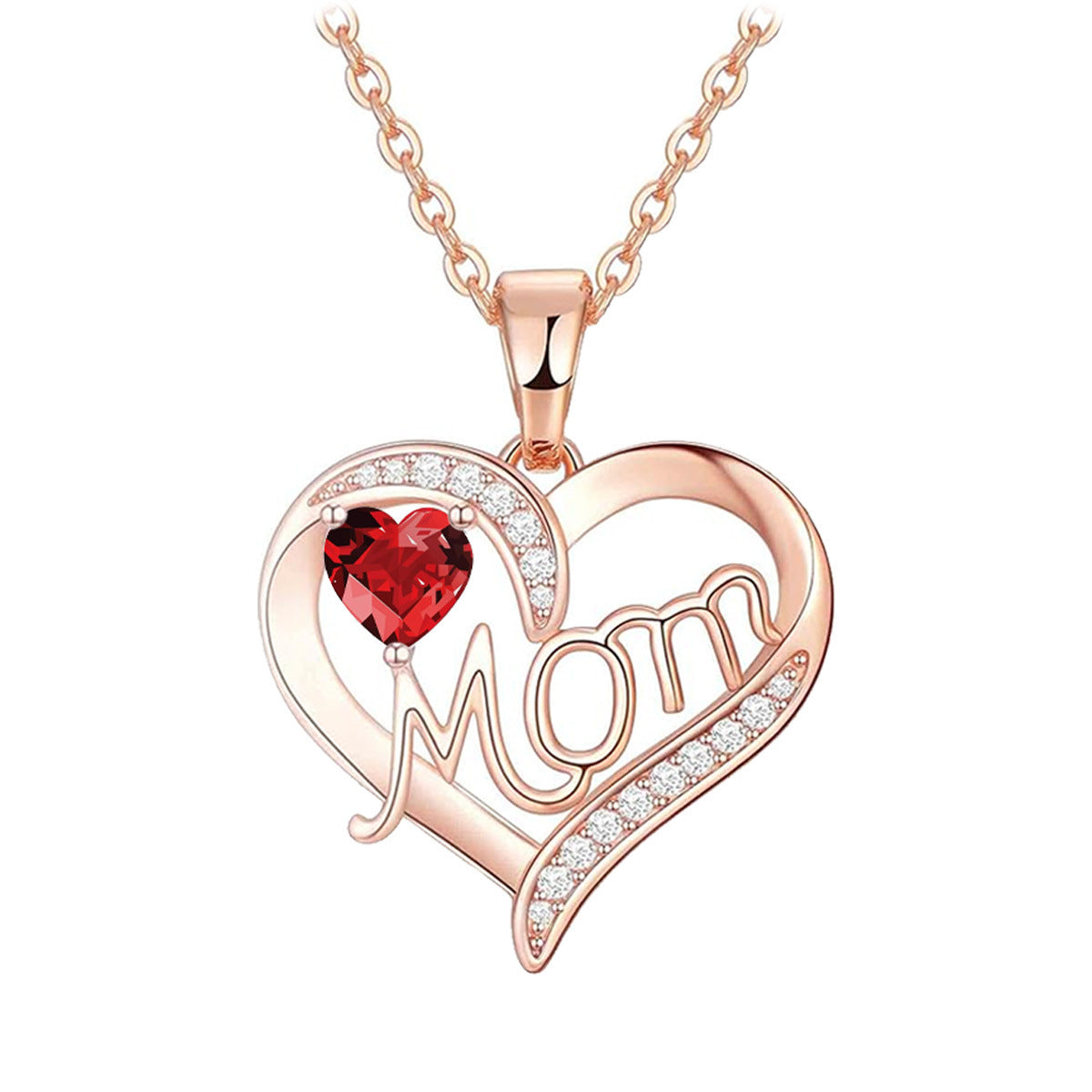 Wholesale Mother's Day gift heart-shaped letter ' MoM'  necklace jewelry