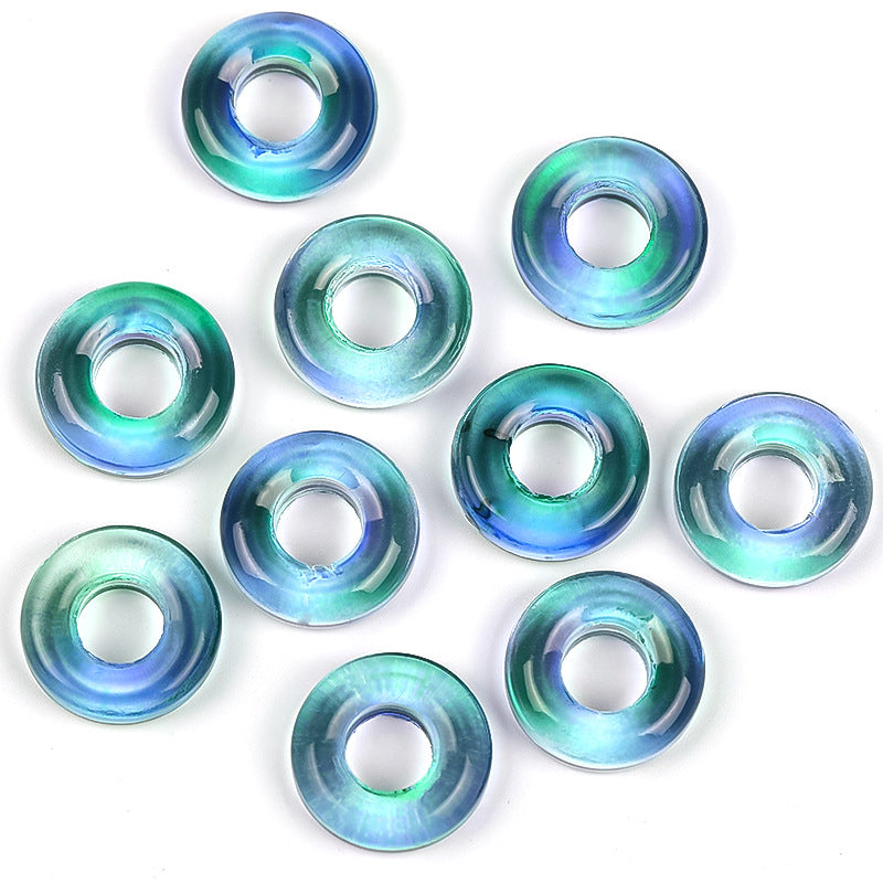 Wholesale 50pcs 10mm Glass Colorful Circle Large Hole Beads Glass Beads Spacer Beads Spacer