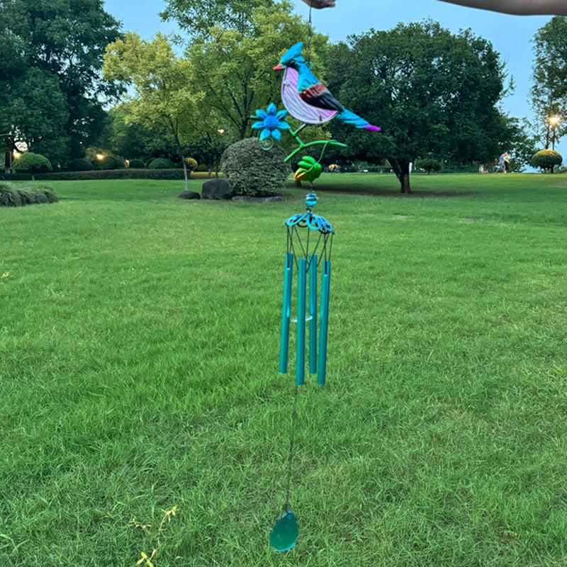 Wholesale Bird wrought iron glass painted wind chimes