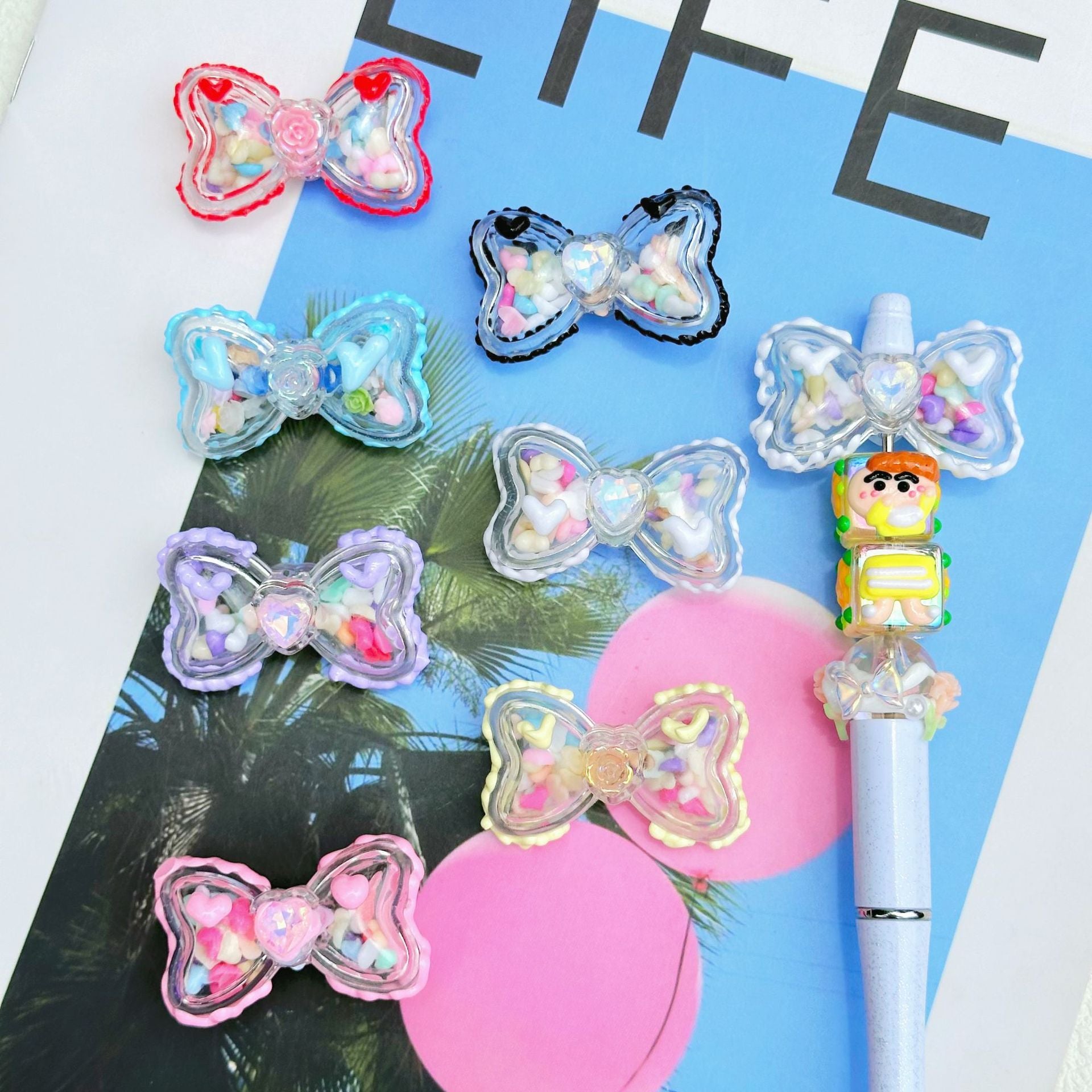 Wholesale 5pcs 3mm Diameter Rocking Bow Hand-painted Beads