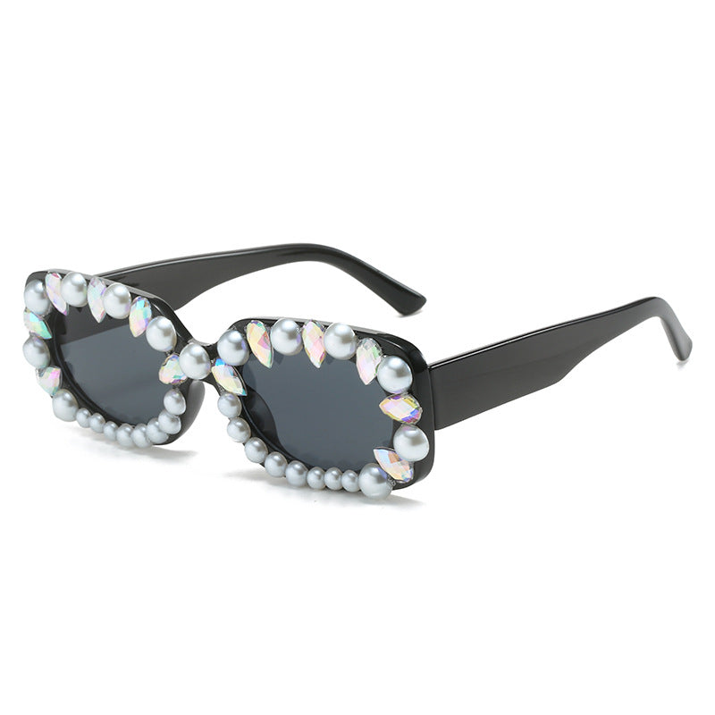 Wholesale Pearl Personalized Diamond Square Sunglasses