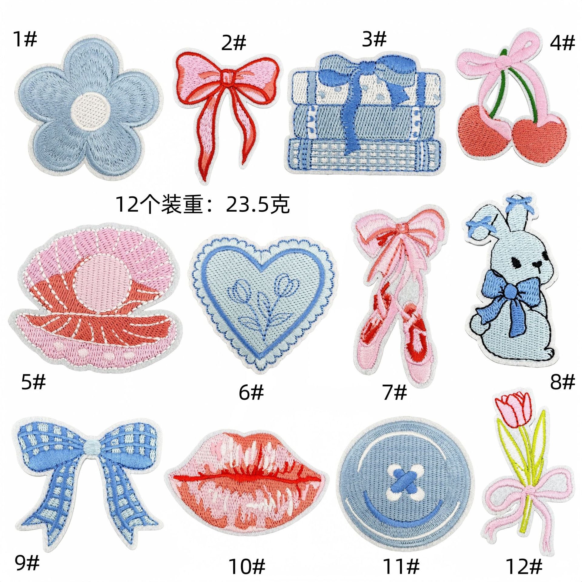 Wholesale Trendy Blue Cartoon Candy Embroidered Patch Applique For Clothing DIY Decorative Accent Resale