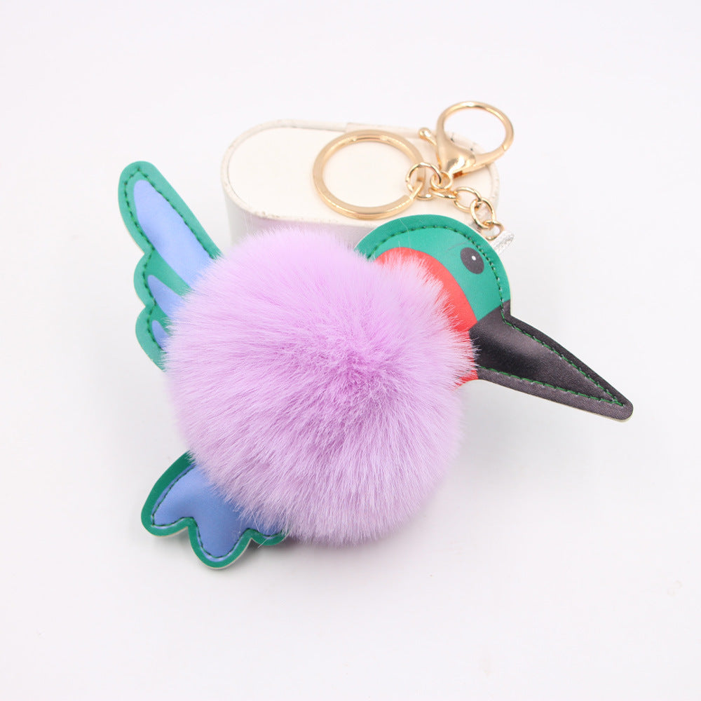 Wholesale Trendy Hummingbird Plush Bag Charm Dark Green Alloy Keychain Boutique Resale Accessory