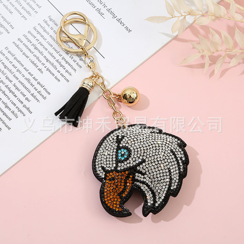 Wholesale Velvet Eagle Head Hot Diamond Keychains