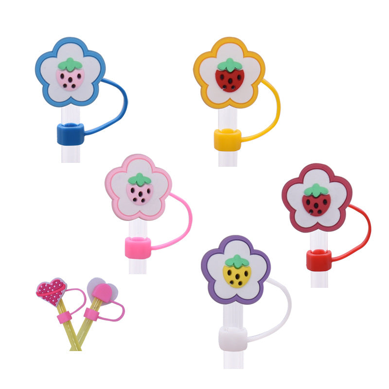 Wholesale  Random 100pcs/pack   Cute food internet celebrity straw cover  Straw Tube Cap