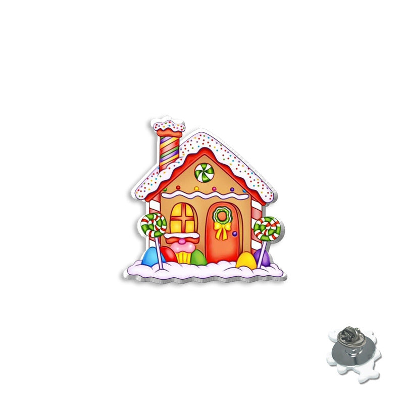 Wholesale Cartoon Christmas Series Brooches Christmas House Badges