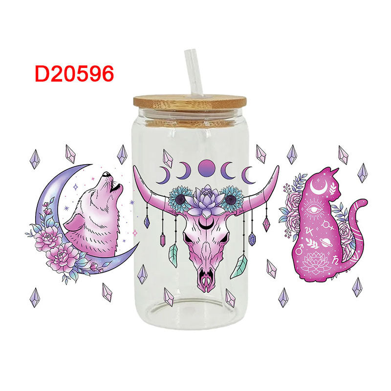 Wholesale Purple sy Mysterious Witch Style Theme 16oz Cup UV DTF Wraps