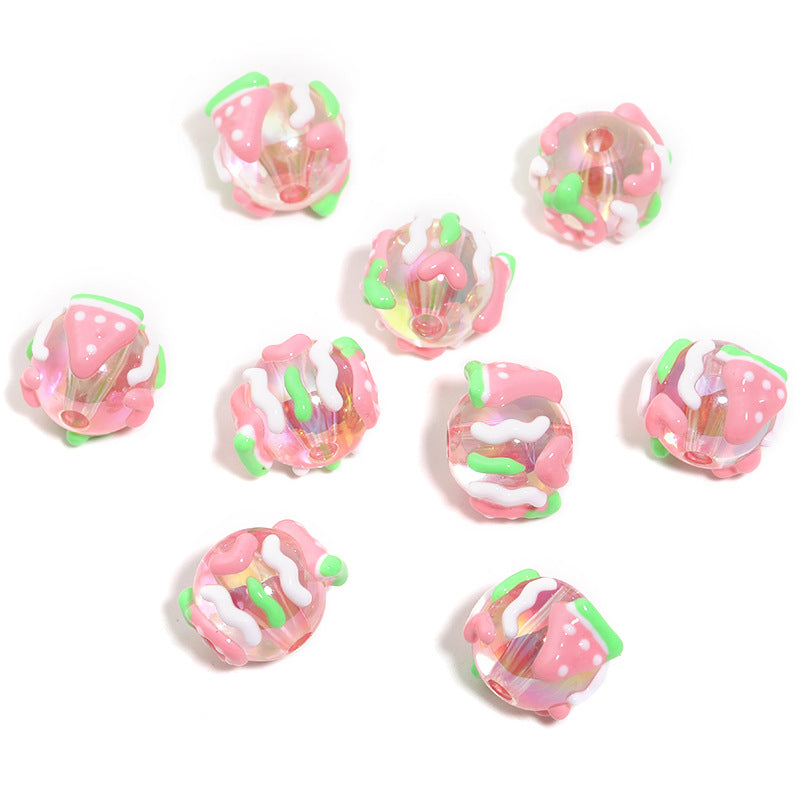 Wholesale  10pcs   Pink acrylic bead  Acrylic Beads