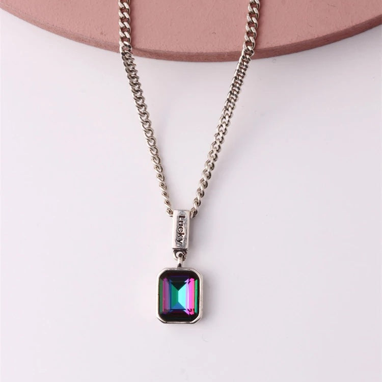 Collares de cobre de cadena de diamantes azul al por mayor de circón de circón