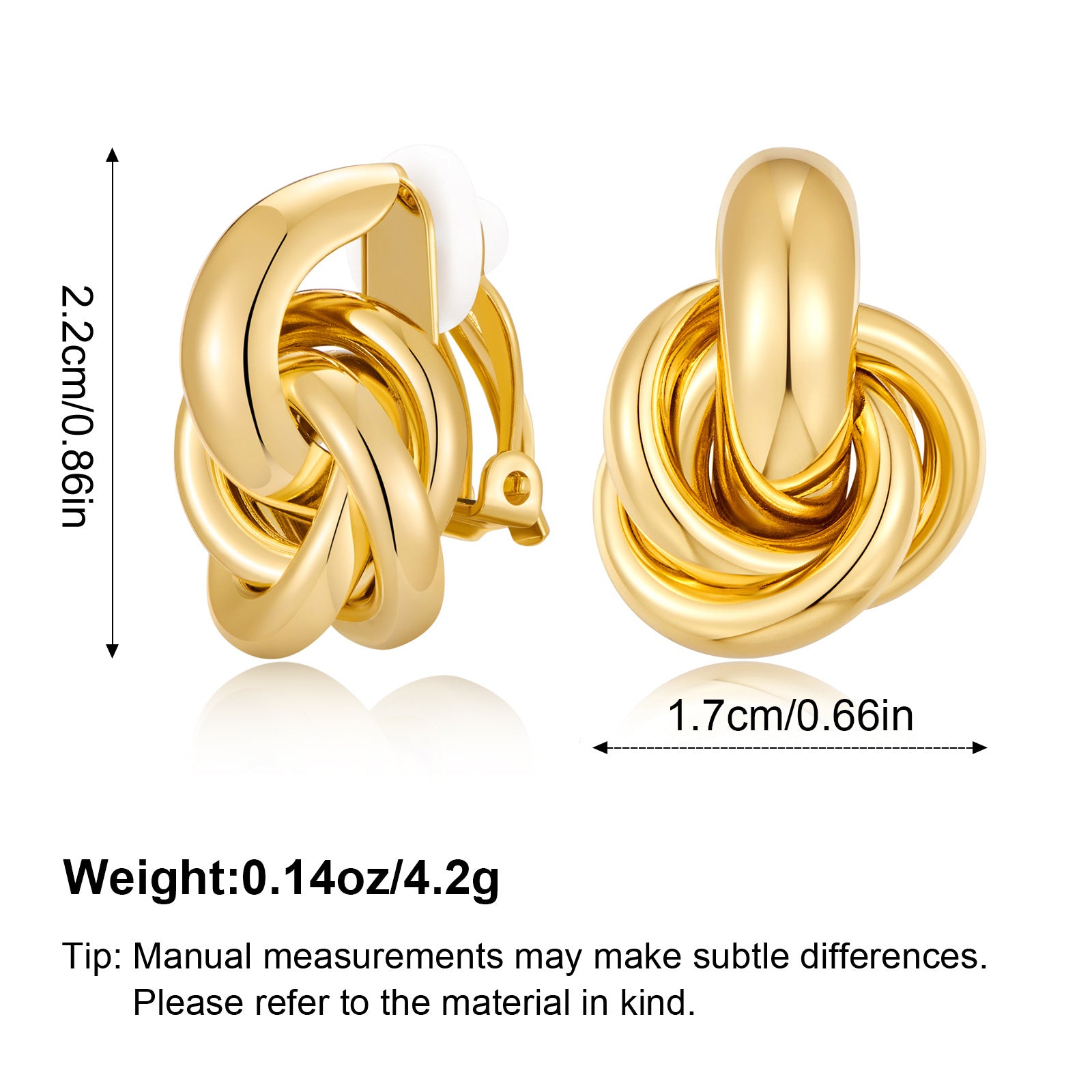 Wholesale Copper gold-plated double round two ring interlocking earrings