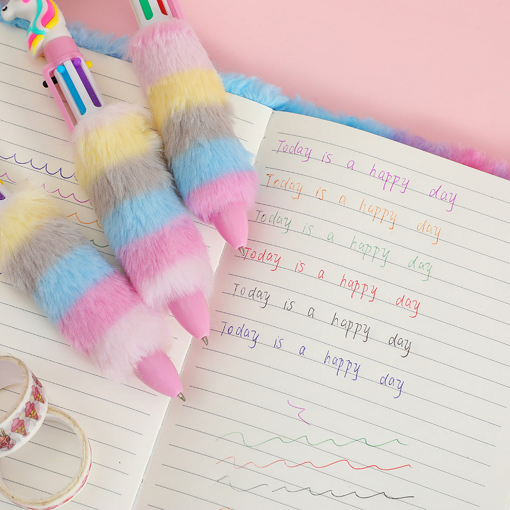 Wholesale Cartoon Unicorn Plush Six Color Click Ballpoint Pen