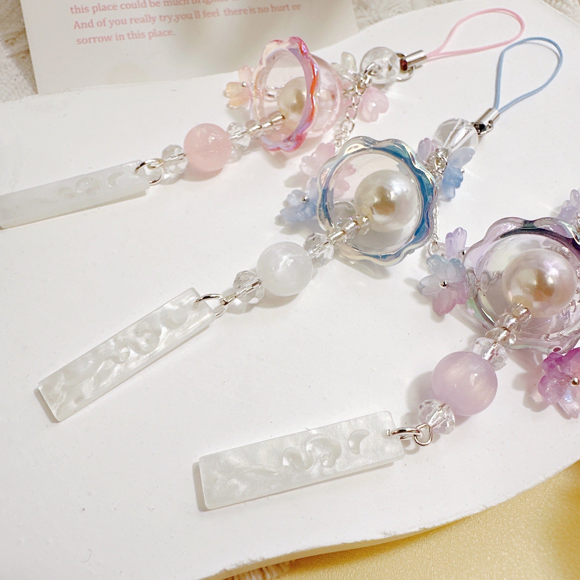 Wholesale Creative Jellyfish Wind Chime Glass Lily Flower Keychain