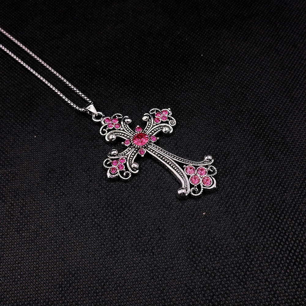 Wholesale Vintage Large Diamond Cross Pendant Necklace