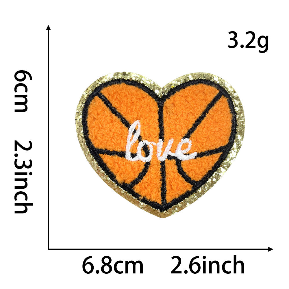 Wholesale Stylish Iron On Towel Embroidery Patches Sports Ball Design Gold Edge Glitter For Clothing Shoes Hats
