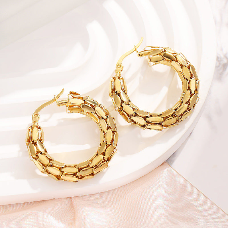 Wholesale gold plated hollow ring earrings