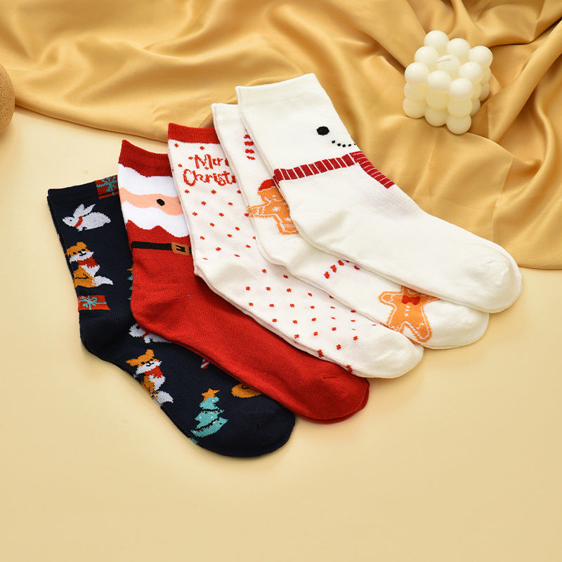 Wholesale Autumn and Winter Cartoon Christmas Elk Stockings Christmas Women's Socks