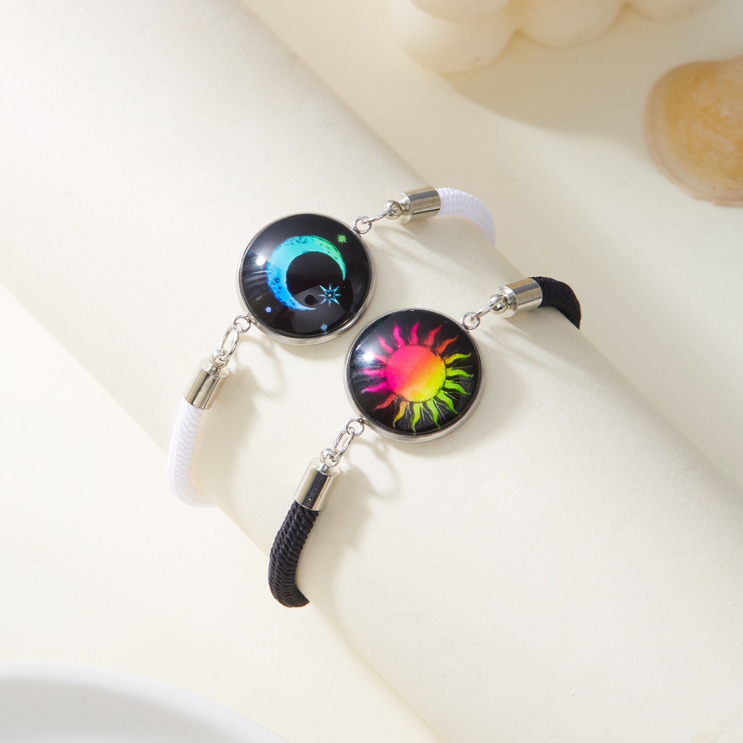 Wholesale  Sun Moon Lover Time Gem Bracelet Hand-woven Couple Bracelet