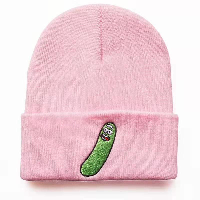 Wholesale Cucumber Cute Knitted Funny Anime Embroidered Hip Hop Winter Hat